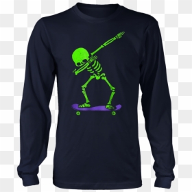 Halloween Dabbing Skeleton Skateboard T-shirt Dab Skate - T-shirt, HD Png Download - dabbing skeleton png