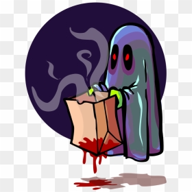 Scary Ghost Holding Bag Vector Image - Scary Trick Or Treat Ghost, HD Png Download - spooky forest png