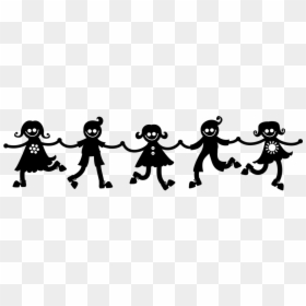 Silhouette Children Clipart, HD Png Download - kids holding hands png