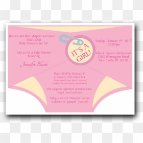 Diaper Shower Invitation Pink - Paper, HD Png Download - invitacion png