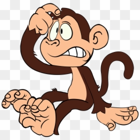 Confused Monkey Cartoon, HD Png Download - monkey vector png