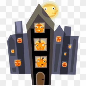 Vector Illustration Of Halloween Haunted House With - Halloween Lyrics, HD Png Download - creepy house png