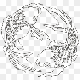 Outline Koi Fish Draw, HD Png Download - fish silhouette png
