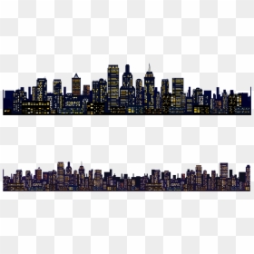 City Night Skyline Vector, HD Png Download - nashville skyline silhouette png