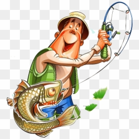 Fisherman Cartoon, HD Png Download - fish silhouette png