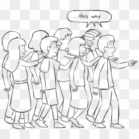 Group Of People With Eyes Closed Walking Forward As, HD Png Download - drawing compass png