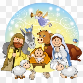 Cute Christmas Nativity Scene Clip Art - Cartoon Christmas Nativity Scene, HD Png Download - winter scene png