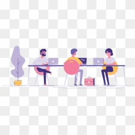 Coworking Space Illustration, HD Png Download - people sitting at a table png