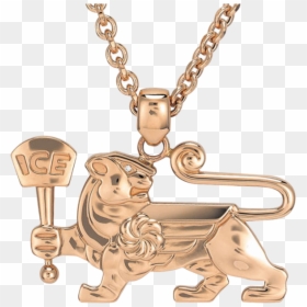 18k Rose Gold Lioness Pendant - Gold, HD Png Download - cartoon gold chain png