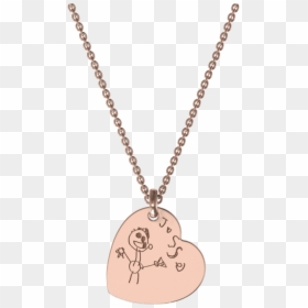 Rose Gold Sketch Heart Pendant - Locket, HD Png Download - cartoon gold chain png
