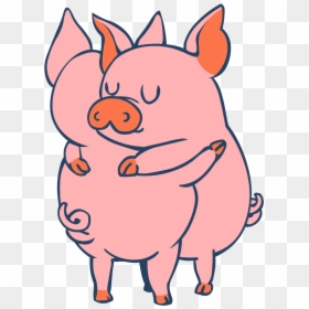 #cute #pigs #hug #love #friends - Pig Hug Cartoon, HD Png Download - pig cartoon png