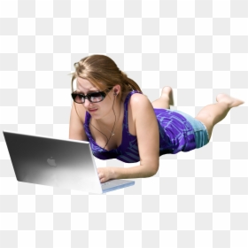 Girl, HD Png Download - laptop .png