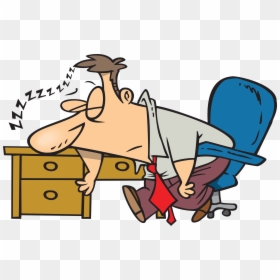 Clipart Exhausted Man Dozing At His Desk - Tired Clipart, HD Png Download - cartoon desk png