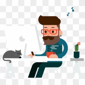 Man At Desk Mockup - Android And Ios Developer, HD Png Download - cartoon desk png