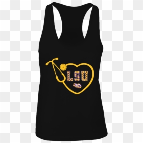 Heart Stethoscope Patterned Letters Lsu Tigers Shirt - Active Tank, HD Png Download - heart stethoscope png