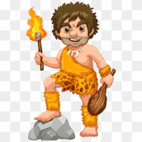 Transparent Caveman Clipart - Stone Age Man Cartoon, HD Png Download - scared man png