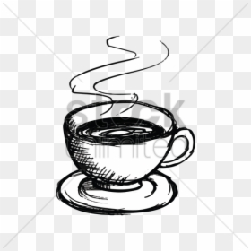 Transparent Yogurt Clipart Black And White - Coffee Mug With Smoke Drawing, HD Png Download - coffee cup drawing png