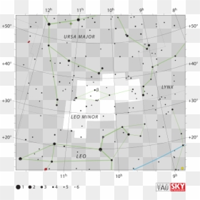 Iau Leo Minor Chart, Iau And Sky & Telescope Magazine - Leo Minor Constellation, HD Png Download - leo constellation png