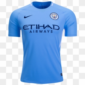 17/18 Manchester City Home Men Blue Football Shirt - Etihad Airways, HD Png Download - football jersey png