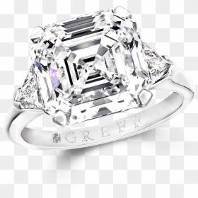 A Classic Graff Ring Featuring A Square Emerald Cut - Engagement Ring, HD Png Download - emerald gem png