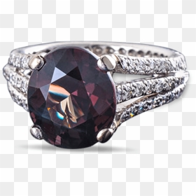 Natural Alexandrite And Diamond Ring, - Pre-engagement Ring, HD Png Download - silver rings png