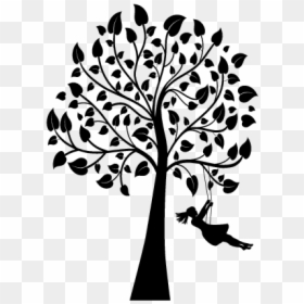 Tree Swing Pictures - Tree Trunk With Leaves, HD Png Download - tree swing png