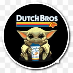 Baby Yoda Drink Dutch Bros Coffee Sticker - Baby Yoda T Shirt, HD Png Download - coffee cartoon png