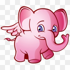 Pink Elephant With Wings, HD Png Download - pink elephant png