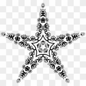 Clipart Art Nouveau Star, HD Png Download - black floral png