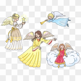 Child Art,art,angel - Clip Art Four Angels, HD Png Download - angel png clipart