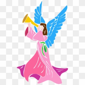 Onlinelabels Clip Art Blowing - Angel With Horn Clipart, HD Png Download - angel png clipart