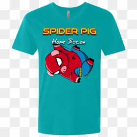 Spider Pig Hanging Men"s Premium V-neck - T-shirt, HD Png Download - hanging spider png