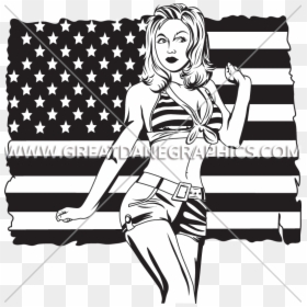 American Pinup Girl Production Ready Artwork For - American Flag Postage Stamp, HD Png Download - american flag png image