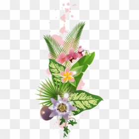 Folhas E Flores Tropicais Png, Transparent Png - flower bouquet clipart png