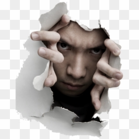 #creepy #hole #weird #random #guy #awkward #person - Man Peeking Through Wall, HD Png Download - random guy png