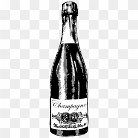 Champagne Black And White, HD Png Download - bottle of champagne png