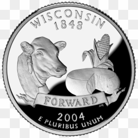 2004 Wi Proof - Wisconsin State Quarter, HD Png Download - money bills png