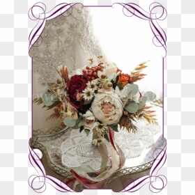 Silk Artificial Autumn / Fall Wedding Bridal Bouquet - Wedding Basket For Flower Girl, HD Png Download - falling roses png