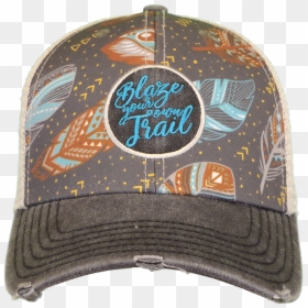 Farm Girl Grey Blaze Your Own Trail Feather Ball Cap - Baseball Cap, HD Png Download - ball cap png