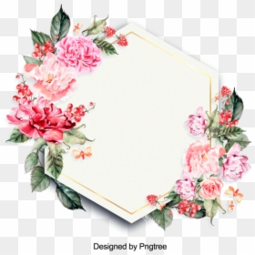 Beautiful Flowers And Leaves Painting The Border, Flower, - Geometric Floral Border Png, Transparent Png - beautiful flowers png