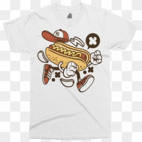 T Shirt Hot Dog, HD Png Download - hot dog cartoon png