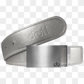 Silver Plain Textured Leather Belt With Buckle - Belt, HD Png Download - leather belt png