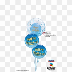 Confetti Pale Blue Bubble Birthday At London Helium - Gold Blue Happy Birthday Balloon Png, Transparent Png - blue bubble png