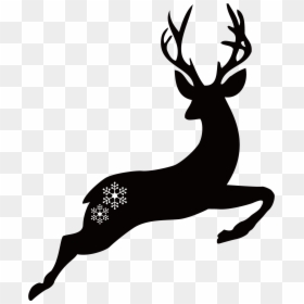 Deer Christmas Illustration - Reindeer Silhouette Transparent Background, HD Png Download - dear png