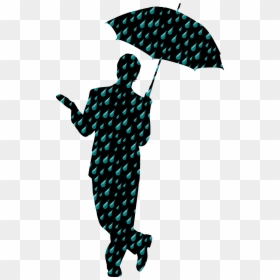 Umbrella Silhouette Rain Woman Person - Silhouette Man With Umbrella, HD Png Download - silhouette of man png