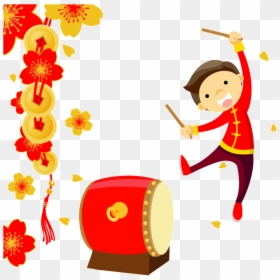 Knocking Drums To Welcome New Year Element Design - Chinese New Year Celebration Clipart, HD Png Download - chinese new year png