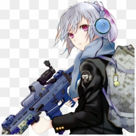 Gun Anime Girl Png, Transparent Png - gun png