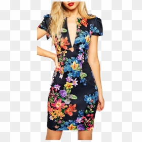 Floral Dress Png File - Vestidos Cortos Elegantes Flores, Transparent Png - blue dress png