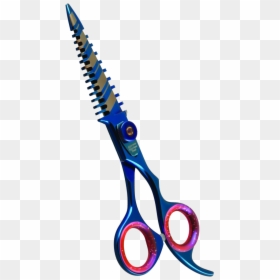 Professional Samurai Blending Shear In Blue Titanium - Scissors, HD Png Download - hair scissor png