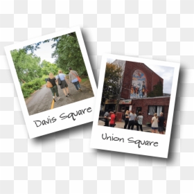 Two Polaroids Showing People Walking In Davis Square - Flyer, HD Png Download - person walking down stairs png